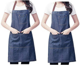 JZK 2 x verstellbare Denim-Jeans-Küchenschürze mit großen Taschen für Damen und Herren zum Kochen, Grillen, Grillen, Café, Kellner, Barkeeper, Kochschürze