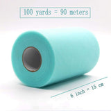 JZK 6 Zoll x 100 Yards, blaue Tüll-Netzstoff-Rollenspule für Party, Tüll-Tischrock, Tutu-Kleid, Hochzeit, Autodekorationen, Tüllschleife für Stuhl