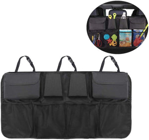JZK Schwarzer Auto-Rücksitz-Organizer, Kofferraum-Organizer, Aufbewahrung mit 8 Taschen für Fahrzeug, SUV, MPV, für Kinderspielzeug, Autozubehör, Bücher und Snacks