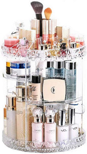 JZK Klare, drehbare Make-up-Organizer-Regale aus Acryl, verstellbares Kosmetik-Organizer-Tablett, Make-up-Organizer-Aufbewahrungsbox, Nagellack-Ständer-Halter-Display