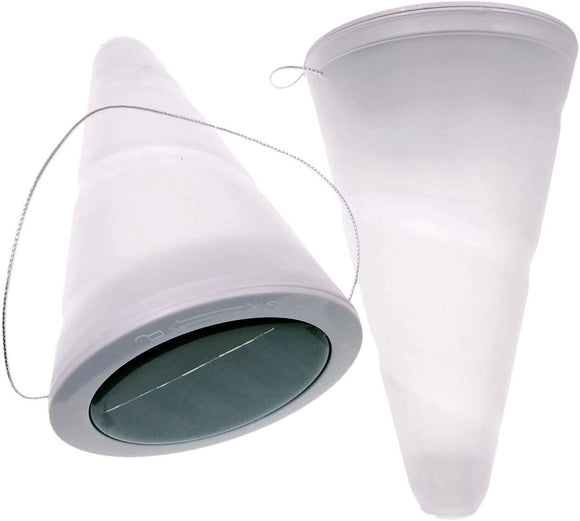 JZK 2 x weiße Outdoor-Solarleuchte, Gartenbaum-Hängeleuchte, Kegel-LED-Leuchten
