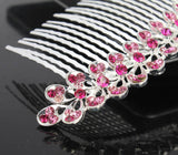 Pink peacock hair comb swarovski crystal rhinestone