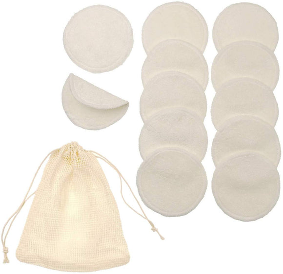 JZK 12 Stück superweiche, wiederverwendbare Make-up-Entferner-Pads, Tuch mit Waschbeutel, waschbare Bio-Bambus-Wattepads für Make-up-Entferner