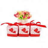 50 Red Heart Wedding Favour Box Sweet Box Gift Box for Wedding Birthday Baby Shower Christening