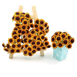 100x Yellow Little Paper Artificial Sunflowers with Iron stem DIY Project Wedding Favour Decoration