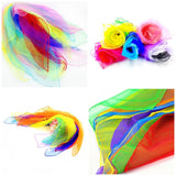 20 Multi colour soft organza silk square dance juggling scarves for kids girls party activities