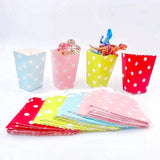 48 x Polka dot multicolore small paper popcorn treat boxes cups buckets kids birthday party favours
