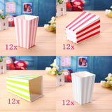 48 Stripe multicolore small paper popcorn treat boxes cups buckets kids birthday party favours box