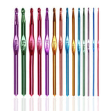 14x aluminum crochet hooks set knitting needles weaving tools set