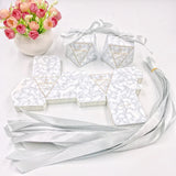 50 Diamond shape favour boxes with ribbons paper sweets box for wedding birthday graduation party