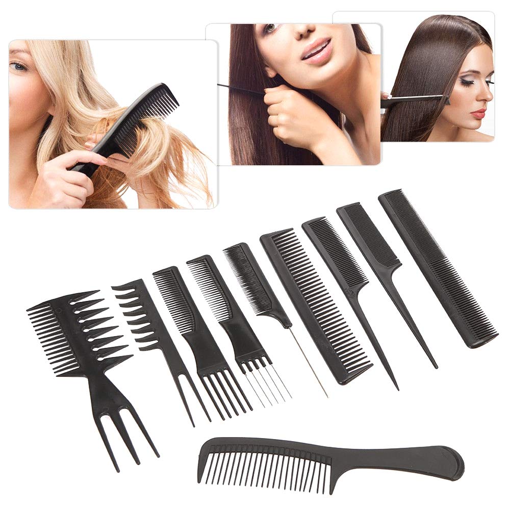 10x Professional Salon Comb Set Anti-static Hair Styling Hairdressing Combs+4x Hair Clips Salon