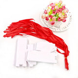50 Blank white wedding birthday paper sweet boxes with red ribbons