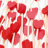 200 x Red Heart Bamboo Wooden Cocktail Stick 12cm Long Toothpick for Party Nibbles Tapas Sandwich