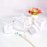 50 Blank white wedding favour boxes with ribbons paper sweets box for wedding birthday