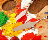 5 Piece Set of Stainless Steel Palette Knives with Wooden Handles Oil Painting