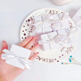 50 Blank white birthday party wedding boxes with filigree ribbons paper