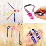 8 x Clip factice multicolore Clip porte-tétine Clips en plastique lavables adaptés aux sucettes et sucettes 