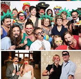 58 Stück Foto-Requisiten aus Papier, Schnurrbart, Maske, Schleife, Lippen, Hut auf Stick, Party, Geburtstag, Hochzeit