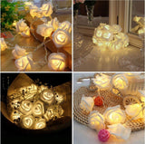 2m 6.6ft 20 LED Rose Flower String Light Battery Operated Fairy Light Wedding Party Valentine's Day