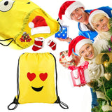 12pcs Lovely emoji cartoon drawstring backpack PE bags for kids & adult birthday party bag fillers