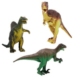 6 verschiedene Spielzeug-Dinosaurierfiguren: Triceratops, Pterodaktylus, Stegosaurus, Allosaurus, Tyrannosaurus Rex