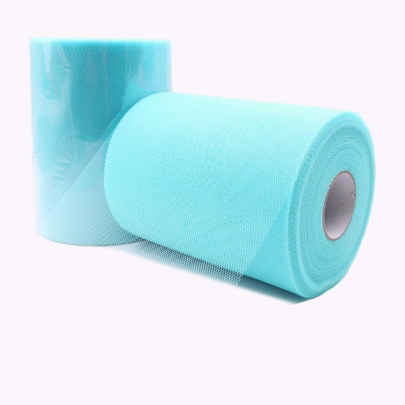 JZK 6 Inches X 100 Yards, Blue Tulle Netting Fabric Roll Spool for Party Tulle Table Skirt Tutu Dress Wedding Car Decorations Tulle Bow for Chair
