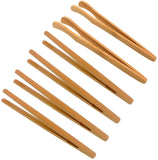 JZK 6 X Small Bamboo Food Tongs Wooden Toast Tongs Toaster Tongs Kitchen Tongs Tea Tongs Pickles Tongs Bacon Tongs, Thin Cooking Tongs