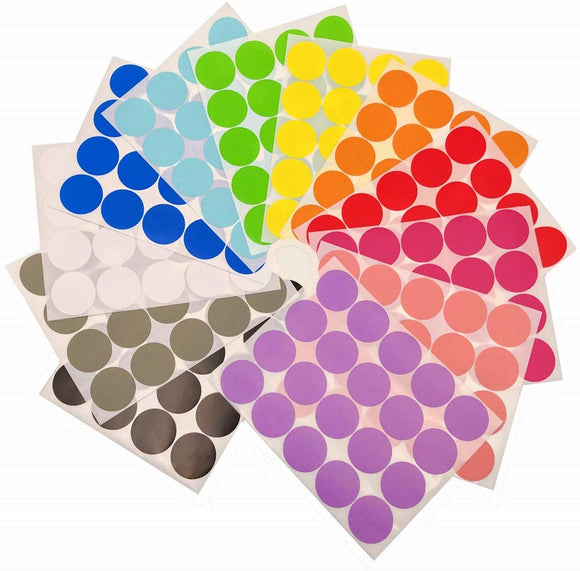 JZK 12 x Sheets 2inch 50mm 12 Colours Large Coding Labels self Adhesive Round dots Coloured Circle Marking Stickers, 240 dots