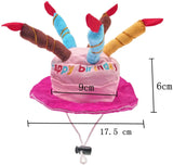 JZK Kuchenkerzenförmiges rosa Samt-Geburtstagshut-Kappenspielzeug und rosa HAPPY BIRTHDAY-Banner für Mädchen, Hund, Katze, Haustier, Hund, Katze, Geburtstagsfeier, Dekorationen, Zubehör
