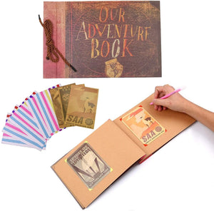 JZK"Our Adventure Book" Kraft Paper Photo Book Scrapbook Photo Album with Adhesive Photo Corners, Travel Journal Family Memory Record Boo