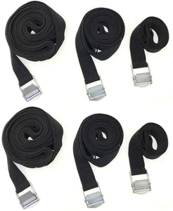 JZK 6 PCS 1m 3m 6m cargo tie down straps belt ties with strong metal buckle, car roof rack straps trailer straps bike rack securing straps lashing straps