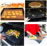 JZK 4 x PTFE-Teflonfolie, hitzebeständig, wiederverwendbar, antihaftbeschichtet, für den Ofen, Grill, Grillmatte, Backblechmatte, Bügelschutz, Bastelmatte