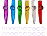 JZK Set aus 6 Farben Metall-Kazoo-Musikinstrument mit 20 Ersatzmembranen, guter Begleiter für Gitarre, Ukulele, Violine