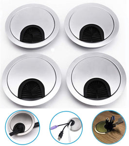 JZK 4 PCS Zinc Alloy Metal 60mm Desk Table Cable Grommet, Computer Desk Cable Hole Cover, pc Desk Cable Tidy Grommet Management Hole