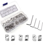 JZK 180 PCS Écrous à fente en T M3 M4 M5 Écrous à fente en T en acier au carbone avec 4 clés Allen, kit d'écrous de fixation à tête de marteau d'extrusion 2020 pour imprimante 3D