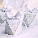 50 Diamond shape favour boxes with ribbons paper sweets box for wedding birthday graduation party