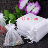 50x White organza bags party bags confetti bags small gift bags 12x9 cm