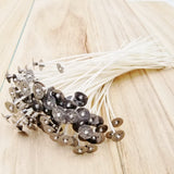 100 x 200mm Wax Candle Wicks with Base/Sustainer, no Smoke, pre-Waxed, Natural Cotton core