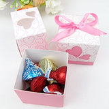 50 Pink Heart Wedding Favour Box Sweet Box Gift Box for Wedding Birthday Baby Graduation Party