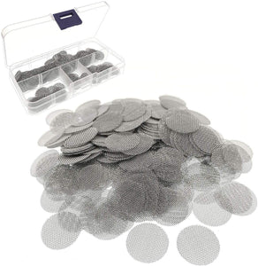 JZK 200 X Stainless Steel Smoking Pipe Filters 15mm, Silver fine mesh Filter Pipe Screen gauzes for Smoking Bongs e Tobacco Pipes