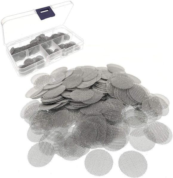 JZK 200 X Stainless Steel Smoking Pipe Filters 20mm, Silver fine mesh Filter Pipe Screen gauzes for Smoking Bongs e Tobacco Pipes