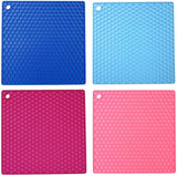 JZK 4 x Square Heat Resistant Silicone Trivet mat for hot Pans hot Dishes, Small Non-Slip Table mats Set, Kitchen worktop hot Pot Holder
