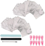 JZK 200 x Feuilles d'enveloppement d'ongles en gel avec tampons de coton pour enlever le vernis à ongles normal/gel, pinces à ongles, lime à ongles et polissoir, poussoir à cuticules, ensemble d'outils de dissolvant de vernis à ongles en gel