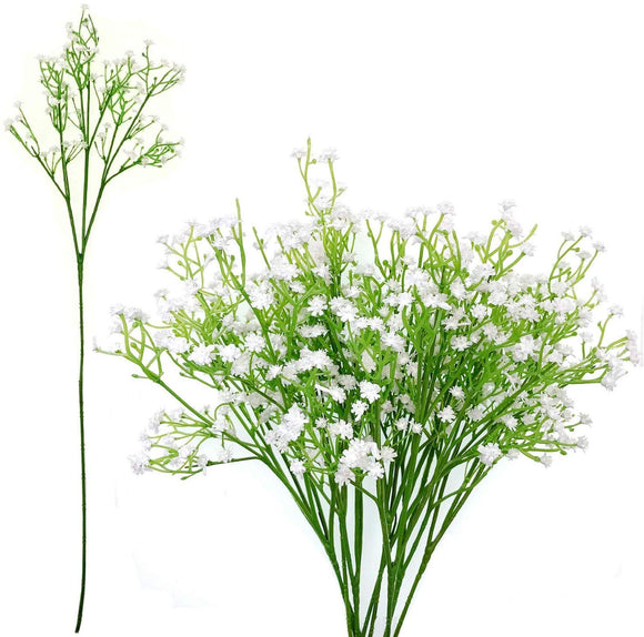 JZK 9 x Stems 27 branches of white baby’s breath artificial flowers fake gypsophila flower bouquets wedding decorations table centerpiece decor