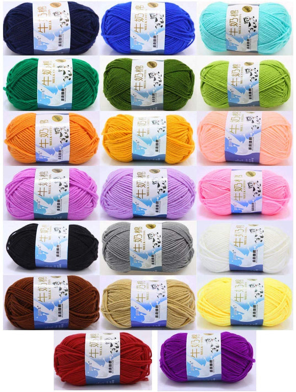JZK 20 mehrfarbige 50 g superweiche Milchwattegarne zum Stricken, Häkeln, Babykleidung, Mütze, Schuhe, Socken, Schal, Spielzeugherstellung