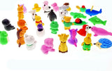 32 Detachable mini rubber animal toy  pencil eraser set