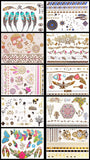 10 Sheets Assorted Metallic Flash Temporary Jewellery Tattoos, Waterproof (A)