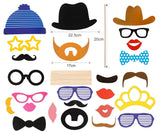 25 x accessoires de photomaton de fête avec grand cadre moustache nœud lèvres chapeau