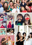 25 x accessoires de photomaton de fête avec grand cadre moustache nœud lèvres chapeau